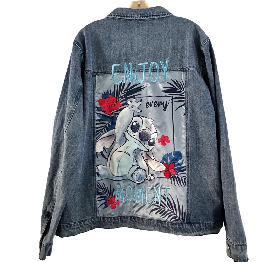Disneyland Paris LILO and Stitch Enjoy Every Moment Denim Jacket Size XXL